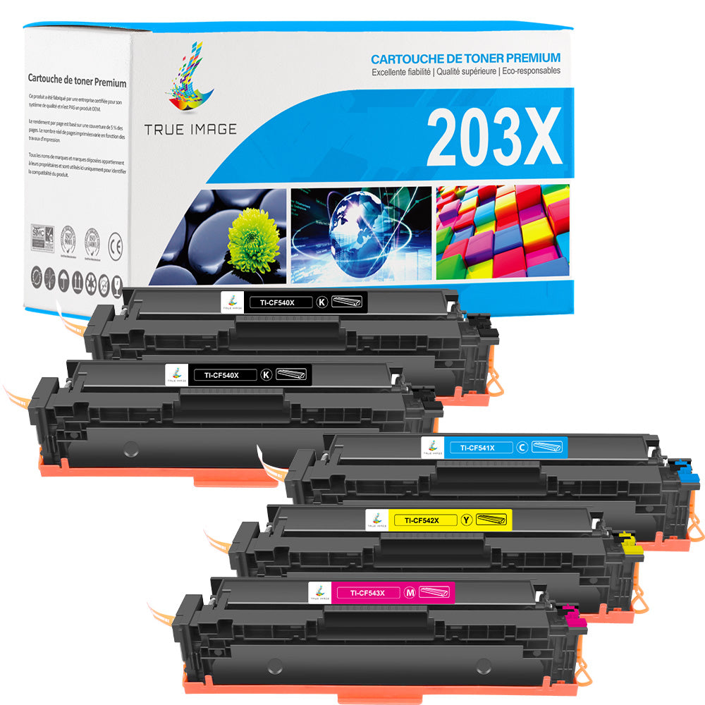 Pack De 4 Toners Compatibles CF540X CF541X CF542X CF543X Pour Imprimantes HP LaserJet