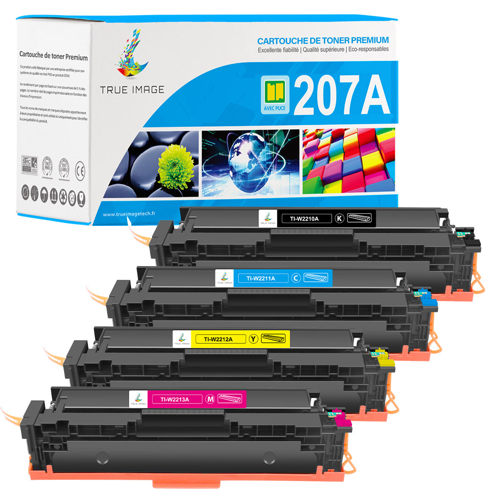 Toner Jaune W2212A/207A Compatible HP Color LaserJet Pro - Avec Puce