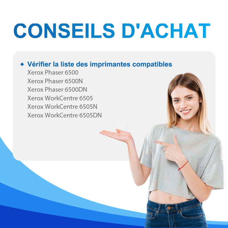 Xerox Phaser 6500 / WorkCentre 6505 Pack 4 couleurs Toners Compatibles