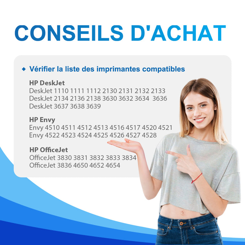 Pack HP 302 XL BK + CMY Cartouche d'encre compatible