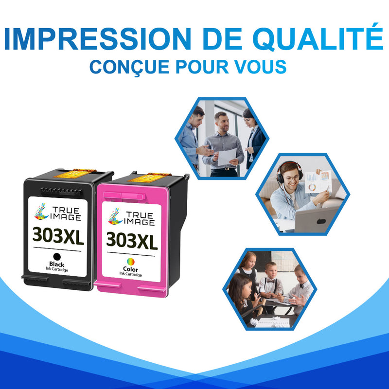 Pack HP 303 XL BK + CMY Cartouche d'encre compatible