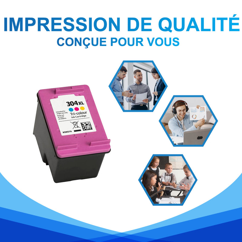 Compatible HP 304 XL Couleur (cyan, jaune, magenta) Cartouche d'encre