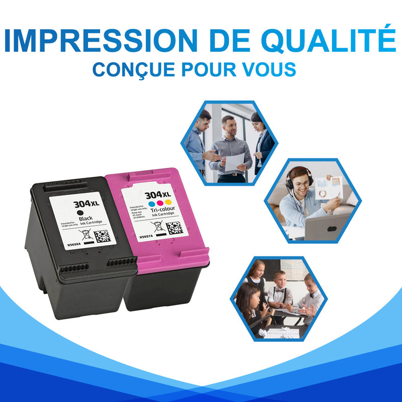 Pack HP 304 XL BK + CMY Cartouche d'encre compatible