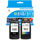 Pack Compatible Canon PG-510 CL-511 (BK + CMY) Cartouche d'encre