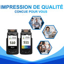 Pack Compatible Canon PG-510 CL-511 (BK + CMY) Cartouche d'encre