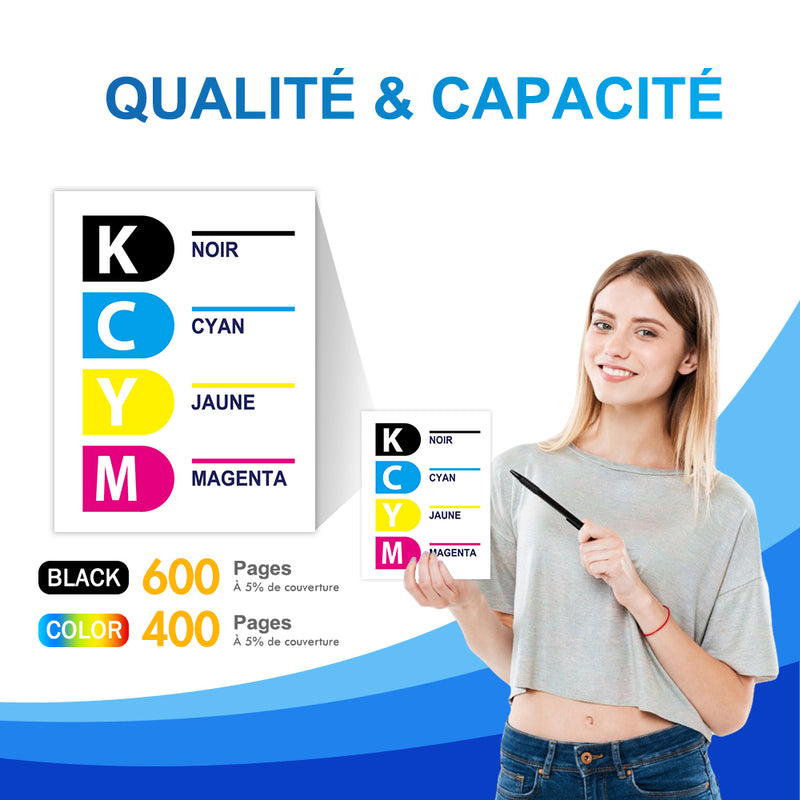 Pack Compatible Canon PG-540XL CL-541XL BK + CMY Cartouche d'encre