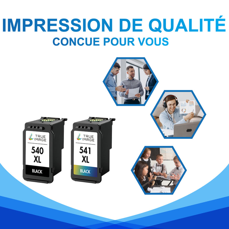 Pack Compatible Canon PG-540XL CL-541XL BK + CMY Cartouche d'encre