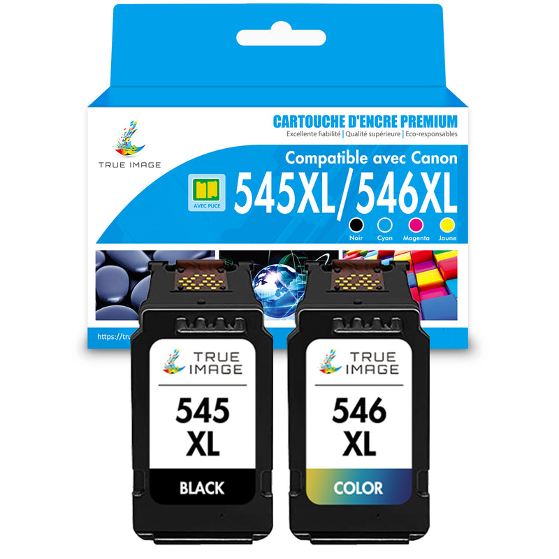 Pack Compatible Canon PG-545XL CL-546XL BK + CMY Cartouche d'encre
