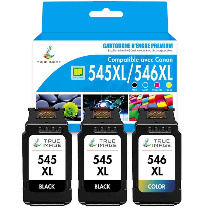 Pack Compatible Canon PG-545XL CL-546XL BK + CMY Cartouche d'encre