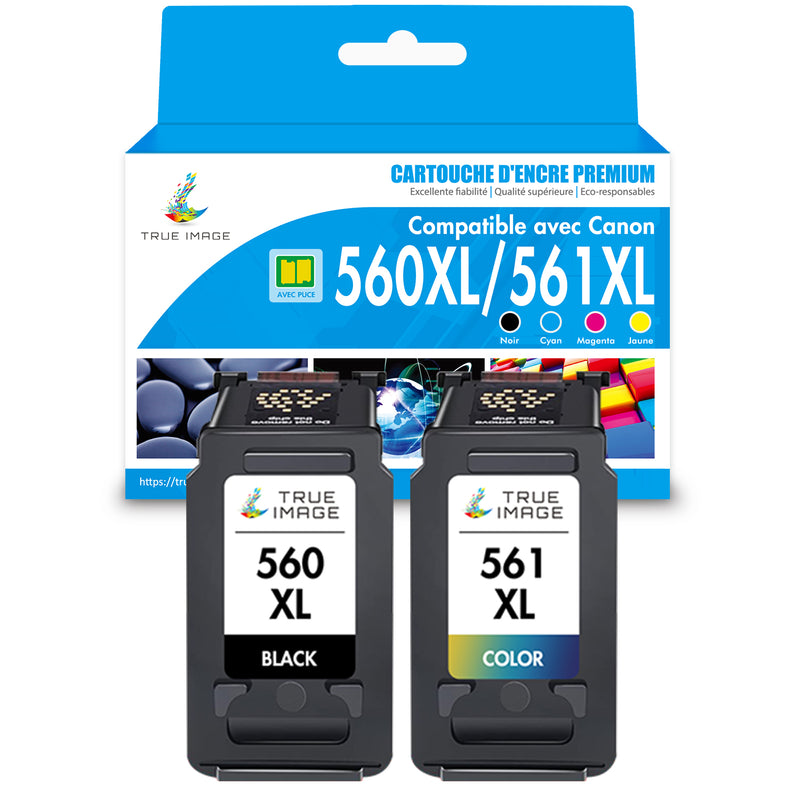 Pack Compatible Canon PG-560XL CL-561XL BK + CMY Cartouche d'encre