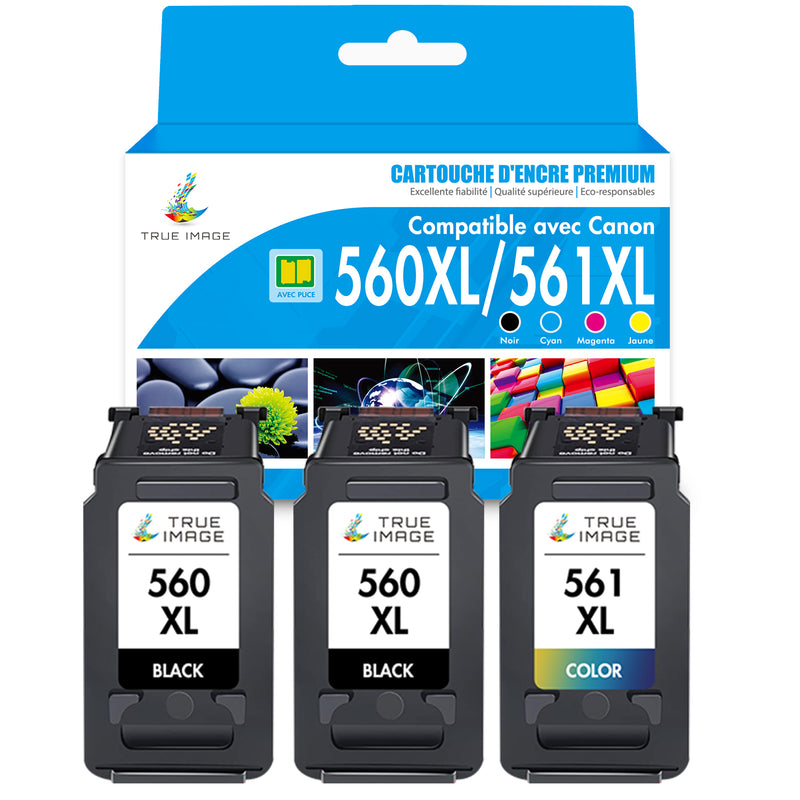 Pack Compatible Canon PG-560XL CL-561XL BK + CMY Cartouche d'encre