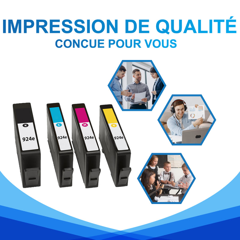 HP Officejet Pro 8122e cartouches d'encre compatible | Pack HP 924e (XL) pas cher