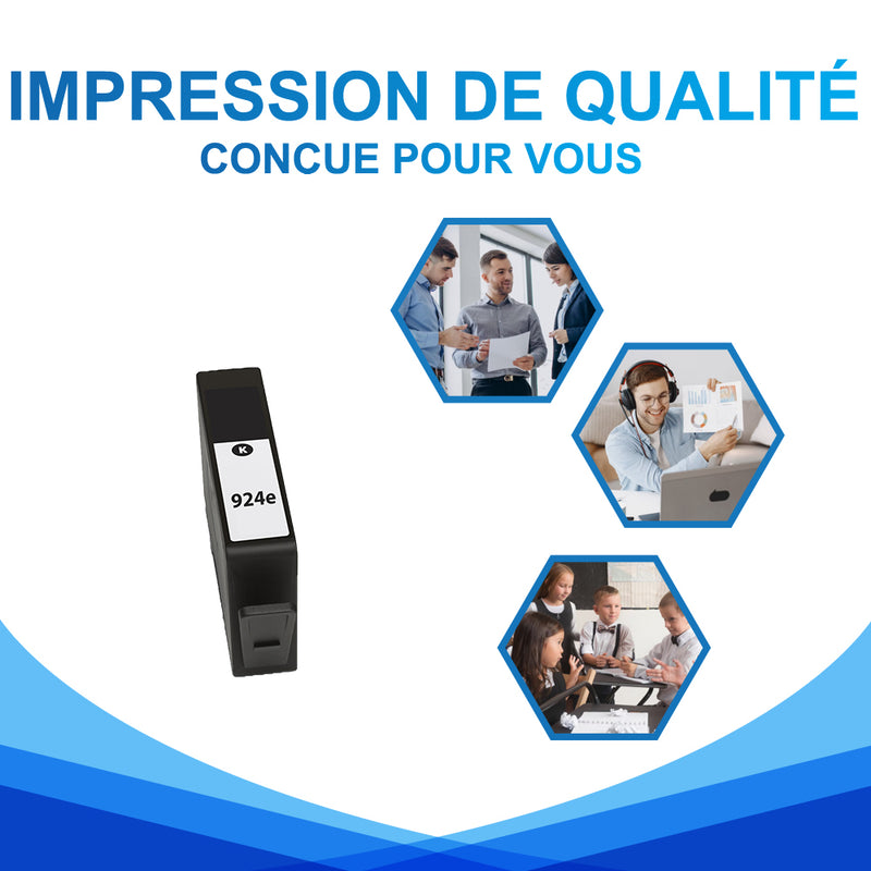 HP 924 924e Noir Cartouche d'encre compatible | 4K0U6NE 4K0V0NE