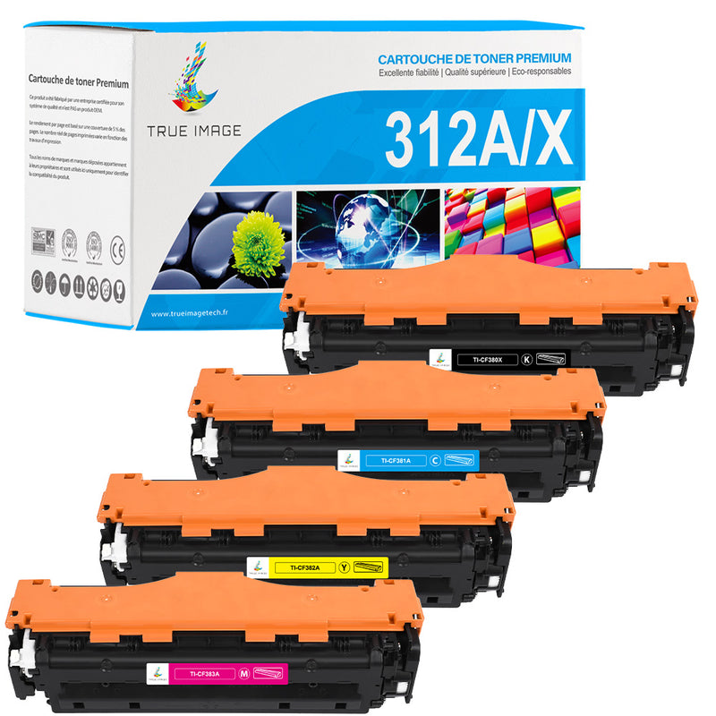Pack HP 312A CMYK Toners Compatibles | CF380X CF381A CF382A CF383A
