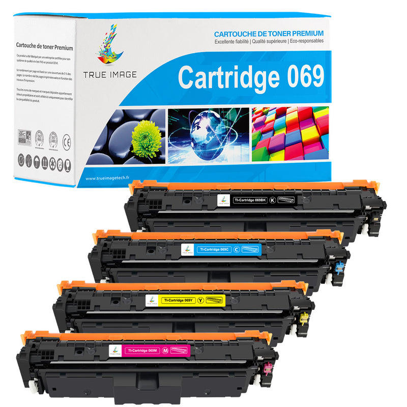 Pack 4 couleurs Canon 069 CMYK (Avec Puce) Toners Compatibles | Capacité Standard