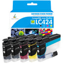 Pack 4 couleurs LC424 Cartouches d'encre compatibles pour Brother DCP-J1200W / J1200WE