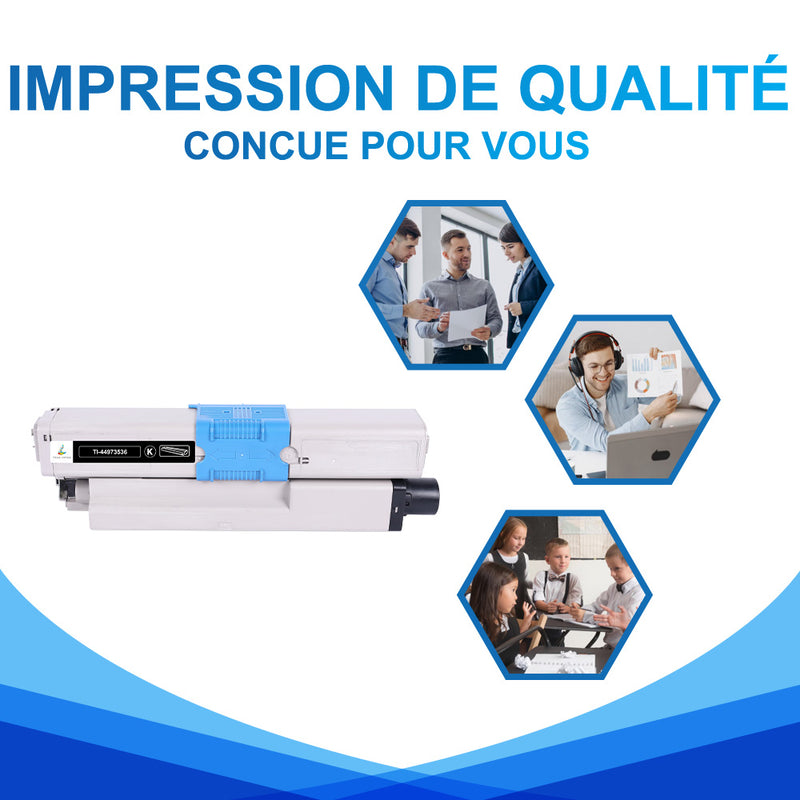 OKI 44973536 Toner Noir Compatible | OKI C301DN C321DN MC332DN MC342