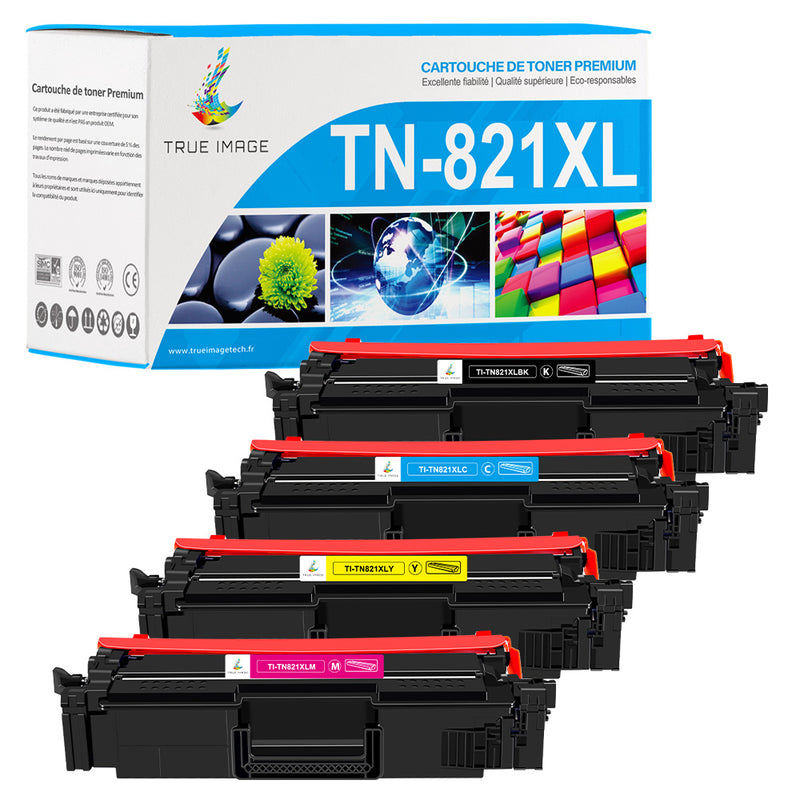Pack 4 couleurs Brother TN821XL CMYK Toners Compatibles