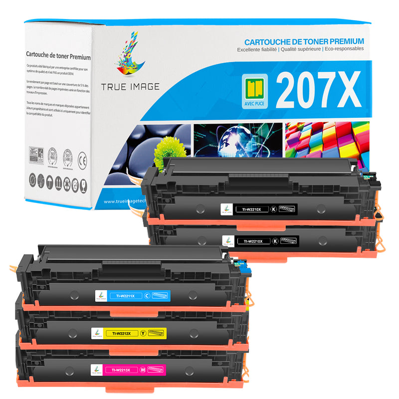 HP 207X CMYK Pack Toners Compatibles | Puce Intelligente | Suivi du niveau d'encre