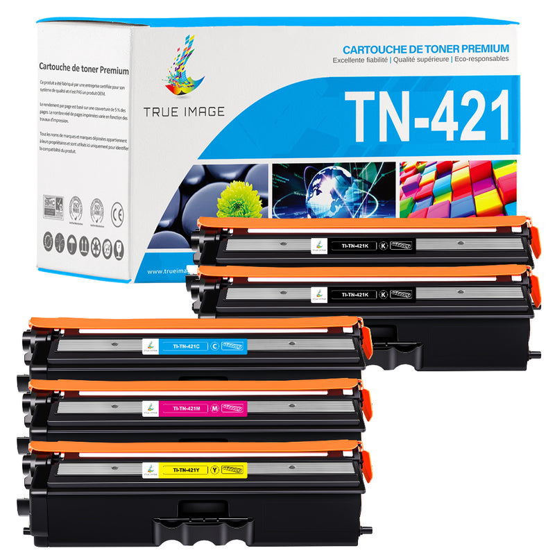 Pack 4 Couleurs Brother TN421 CMYK Toners Compatibles